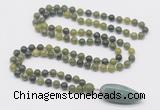 GMN4019 Hand-knotted 8mm, 10mm Canadian jade 108 beads mala necklace with pendant