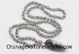 GMN4021 Hand-knotted 8mm, 10mm dalmatian jasper 108 beads mala necklace with pendant