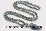 GMN4029 Hand-knotted 8mm, 10mm African turquoise 108 beads mala necklace with pendant