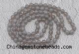 GMN404 Hand-knotted 8mm, 10mm grey agate 108 beads mala necklaces