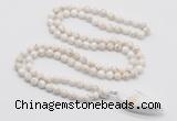 GMN4043 Hand-knotted 8mm, 10mm white howlite 108 beads mala necklace with pendant