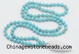 GMN4044 Hand-knotted 8mm, 10mm blue howlite 108 beads mala necklace with pendant