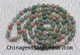 GMN408 Hand-knotted 8mm, 10mm Indian agate 108 beads mala necklaces