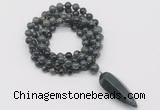 GMN4082 Hand-knotted 8mm, 10mm kambaba jasper 108 beads mala necklace with pendant