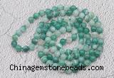 GMN414 Hand-knotted 8mm, 10mm green banded agate 108 beads mala necklaces