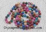 GMN418 Hand-knotted 8mm, 10mm mixed banded agate 108 beads mala necklaces