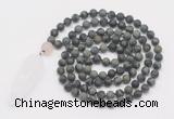 GMN4218 Hand-knotted 8mm, 10mm matte kambaba jasper 108 beads mala necklace with pendant