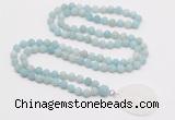 GMN4405 Hand-knotted 8mm, 10mm matte amazonite 108 beads mala necklace with pendant