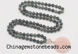 GMN4418 Hand-knotted 8mm, 10mm matte kambaba jasper 108 beads mala necklace with pendant