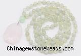 GMN4616 Hand-knotted 8mm, 10mm New jade 108 beads mala necklace with pendant