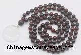 GMN4674 Hand-knotted 8mm, 10mm brecciated jasper 108 beads mala necklace with pendant