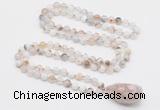 GMN4826 Hand-knotted 8mm, 10mm montana agate 108 beads mala necklace with pendant