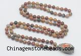 GMN4858 Hand-knotted 8mm, 10mm picasso jasper 108 beads mala necklace with pendant