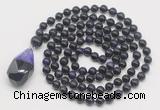 GMN4885 Hand-knotted 8mm, 10mm purple tiger eye 108 beads mala necklace with pendant