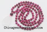 GMN5100 Hand-knotted 8mm, 10mm red tiger eye 108 beads mala necklace with pendant