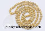 GMN5102 Hand-knotted 8mm, 10mm golden tiger eye 108 beads mala necklace with pendant