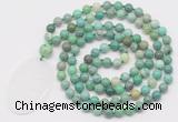 GMN5158 Hand-knotted 8mm, 10mm grass agate 108 beads mala necklace with pendant