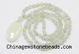 GMN5161 Hand-knotted 8mm, 10mm New jade 108 beads mala necklace with pendant