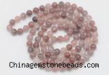 GMN521 Hand-knotted 8mm, 10mm purple strawberry quartz 108 beads mala necklaces