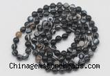 GMN536 Hand-knotted 8mm, 10mm black banded agate 108 beads mala necklaces