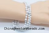 GMN5505 Hand-knotted 6mm matte white howlite 108 beads mala necklaces