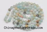 GMN5507 Hand-knotted 6mm matte amazonite 108 beads mala necklaces