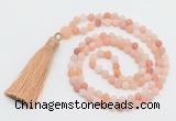 GMN5608 Hand-knotted 6mm matte pink aventurine 108 beads mala necklaces with tassel