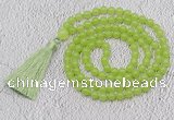 GMN61 Hand-knotted 8mm candy jade 108 beads mala necklace with tassel