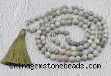 GMN610 Hand-knotted 8mm, 10mm artistic jasper 108 beads mala necklaces with tassel