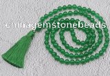 GMN62 Hand-knotted 8mm candy jade 108 beads mala necklace with tassel