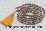 GMN622 Hand-knotted 8mm, 10mm ocean agate 108 beads mala necklaces with tassel