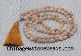 GMN629 Hand-knotted 8mm, 10mm sunstone 108 beads mala necklaces with tassel