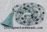 GMN642 Hand-knotted 8mm, 10mm fluorite 108 beads mala necklaces with tassel