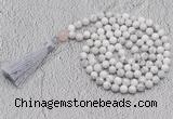 GMN657 Hand-knotted 8mm, 10mm white howlite 108 beads mala necklaces with tassel