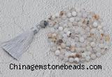 GMN665 Hand-knotted 8mm, 10mm montana agate 108 beads mala necklaces with tassel
