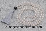 GMN683 Hand-knotted 8mm, 10mm Tibetan agate 108 beads mala necklaces with tassel