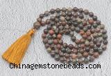 GMN692 Hand-knotted 8mm, 10mm ocean agate 108 beads mala necklaces with tassel