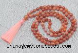 GMN694 Hand-knotted 8mm, 10mm fire agate 108 beads mala necklaces with tassel