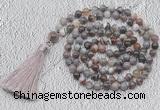 GMN700 Hand-knotted 8mm, 10mm Botswana agate 108 beads mala necklaces with tassel