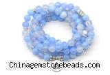 GMN7006 8mm blue banded agate 108 mala beads wrap bracelet necklace