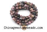 GMN7032 8mm rhodonite 108 mala beads wrap bracelet necklace