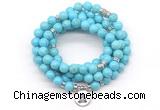 GMN7053 8mm blue howlite 108 mala beads wrap bracelet necklaces