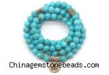 GMN7054 8mm turquoise 108 mala beads wrap bracelet necklaces