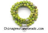 GMN7056 8mm green sea sediment jasper 108 mala beads wrap bracelet necklaces