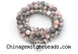 GMN7058 8mm pink zebra jasper 108 mala beads wrap bracelet necklaces