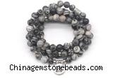 GMN7062 8mm black water jasper 108 mala beads wrap bracelet necklaces