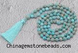 GMN720 Hand-knotted 8mm, 10mm sea sediment jasper 108 beads mala necklaces with tassel