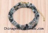 GMN7203 4mm faceted round tiny moss agate beaded necklace jewelry