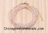 GMN7207 4mm faceted round tiny pink aventurine beaded necklace jewelry