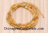 GMN7208 4mm faceted round tiny yellow aventurine beaded necklace jewelry